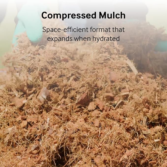 PlantBest Coco Mulch Compressed Block 9.1 lb – Expands to 64 Quarts and Up to 17.5 Sq. Feet, Organic Coconut Mulch for Landscaping, Garden Beds, Trees, Plants & Weed Control