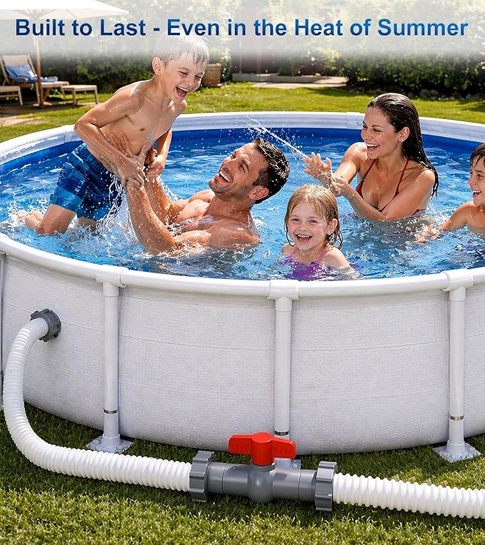 Pool Hose Connector with Valve, 1.5" to 1.5" Pool Hose Adapter Valve for Leak-Proof Dual Seal and Control Water Flow, Durable PP Material, Easy No-Tool Install for Above Ground Pools and Filter Pump
