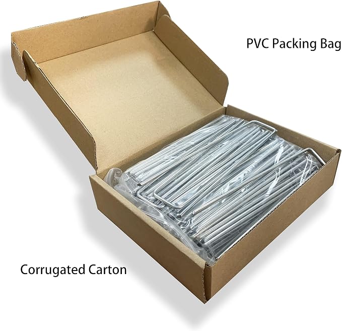100 Pack Garden Landscape Staples, 6 Inch 11 Gauge Galvanized Garden Stakes Ground U Shaped Landscape Pins to Secure Lawn Fabrics Weed Barrier Covers Ground Cover and Landscaping