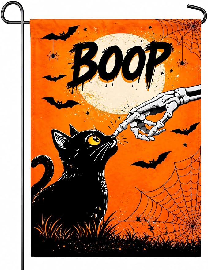 Halloween Party Decorations - BOOP Halloween Garden Flag | Double Sided Halloween Backdrop Banner - Halloween Party Favors Supplies Decor for Garden Yard Porch Patio Lawn Outdoor Outside