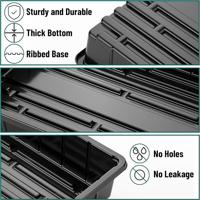Mr. Pen- Seed Starter Trays, 5 Pack, 17"x10"x2.4", Durable Plastic Growing Trays, Stackable and Reusable Seedling Starter Kits for Indoor, Outdoor, Greenhouse Gardening, Planting, Hydroponic Systems