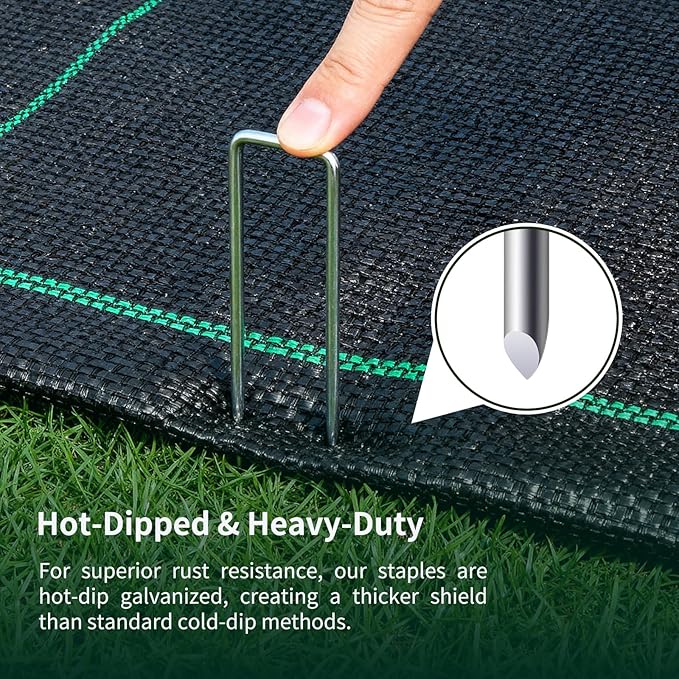 PSISO 40 Pack 6 Inch Galvanized U-Shaped Garden Stakes Landscape Staples, 12 Gauge Heavy Duty Tent Stakes Ground Yard Lawn Pins for Landscaping, Weed Barrier Fabric, Fencing, Outdoor Decor