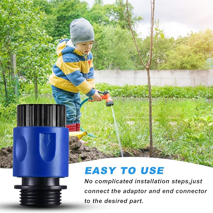 16 Pieces Garden Hose Quick Connector 3/4 Inch Plastic Water Hose Fittings Male and Female Connectors End Adapters with 10 Pieces Rubber Gaskets(Blue, Black)