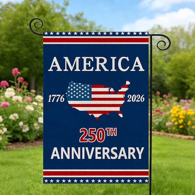 250 Anniversary Usa Garden Flags for Outside, 250 Anniversary USA Flag with Map Design, 1776-2026 Patriotic 4th of July Decorations Yard Sign Double-Sided Waterproof Flag 12x18 Inch 250 Year American Flag