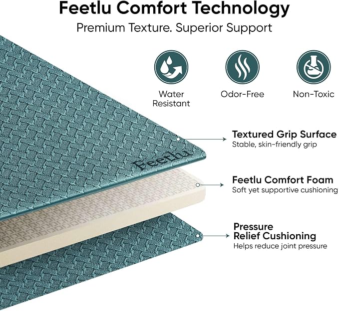 Yoga Knee Pad Cushion Exercise Knee Pad Folding, 1/2" Thick 24"x12" Eliminate Pain During Yoga or Exercise Workout– Extra Thick Padding& Support for Yoga Pilates, Fitness Exercise