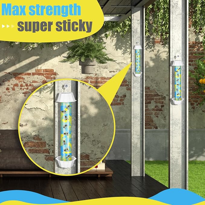 Qualirey 12 Pcs Sticky Fly Trap Fly Stick with Hanging Hook Adhesive Flying Catcher for Indoor Outdoor Trap Houseflies and Flying Insects Mosquito Bee Wasp Moth (Camouflage Style)
