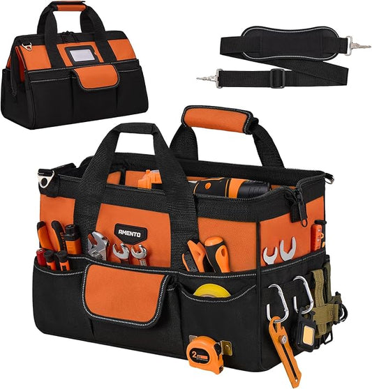 16-Inch Heavy Duty Tool Bag, 22 Pockets Empty Tool Box Organizer Storage, Soft Tote Toolbox Organization Portable Handle Carrying Work Toolbag, Father Day Gifts Men Electrician Mechanic, Orange