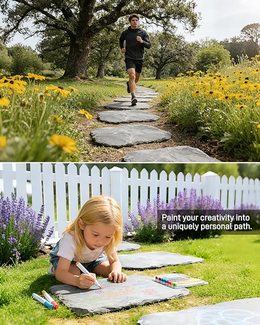 1 Pc Natural Stepping Stone Outdoor, Irregular Garden Stepping Stone, 12''×16'' Walkway Paving Stone for Lawn, Yard and Patio Landscaping Decor