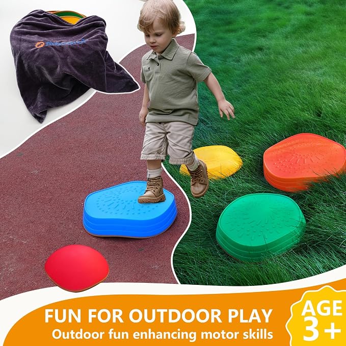 makarci Balance stepping stones for kids, non-slip toddlers sensory toys outdoor or indoor play, promoting motor skills and confidence, Obstacle Course Coordination Toys for children age 3 4 5 6 7+
