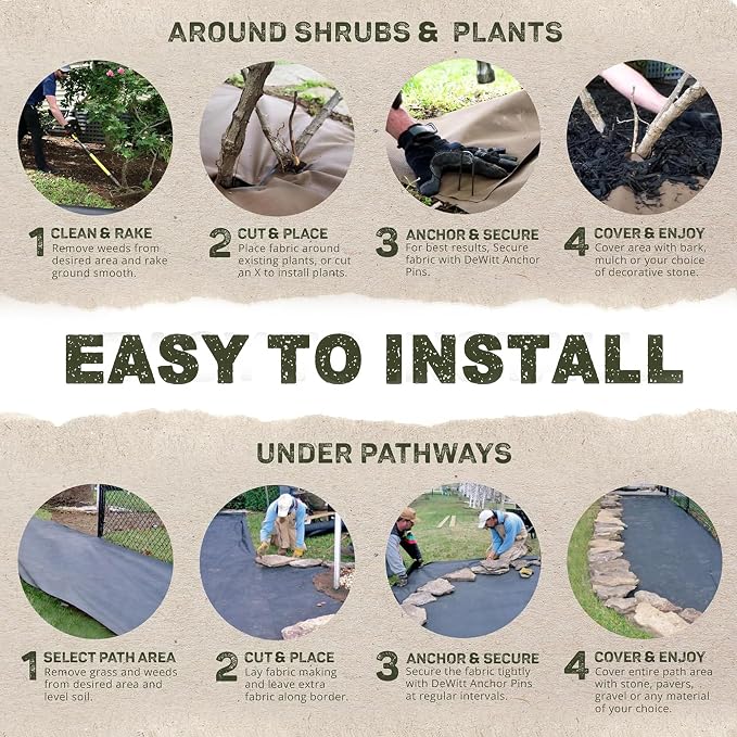Dewitt Garden Weed Barrier Natural Paper Mulch, Black, 2 x 40 Feet – Organic Gardening Ground Cover Mat for Vegetable Gardens, Beds, Greenhouse, and Outdoor Planting Areas