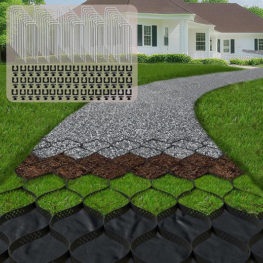 2" Thick Gravel Ground Grid 16.5ft x 33ft - Geo Grid Driveway Stabilization Grids, Gravel Retainer Grid 1885 LBS Per Sq ft, Geocell Geogrid for Walkway Driving RV Parking Slopes and Garden