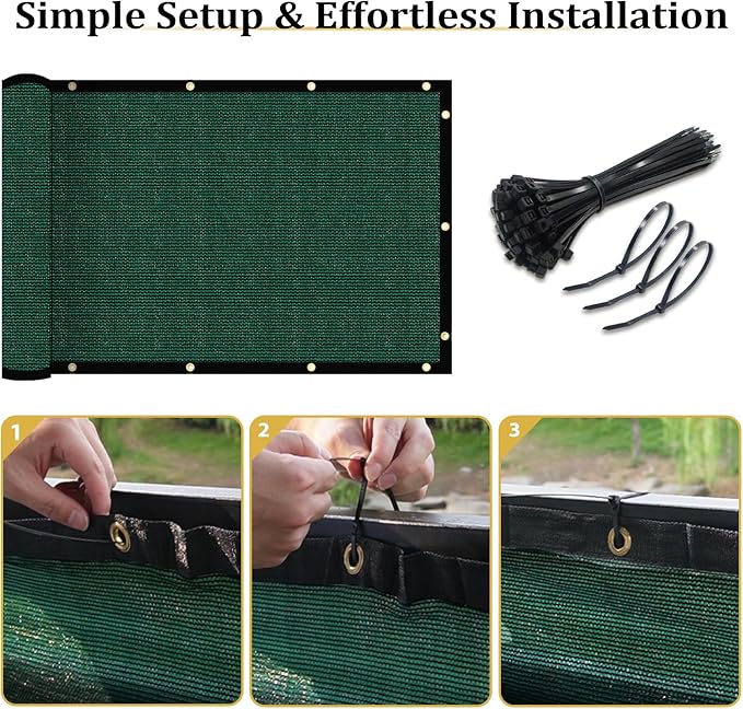 Shade&Beyond 5'x57' Dark Green Privacy Screen Fence Cover 170 GSM Fencing Mesh Fence Panel for Wall Garden Yard Backyard Indoor Outdoor Home Decoration