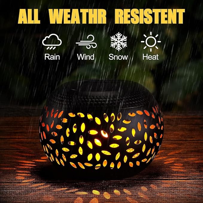 Solar Table Lanterns Outdoor Waterproof - LED Lamp Black Metal Table top Lights -Solar Powered Decorative Lantern for Desk Patio Garden Pathway Yard