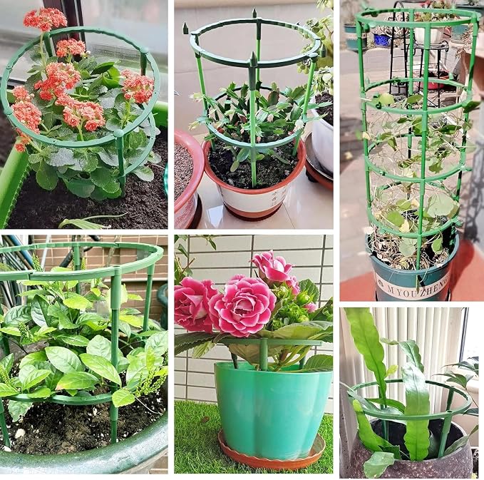 12Pcs Plant Support Plant Stake Half Round Plant Support Ring Garden Flower Support Plant Support Stakes for Tomato, Hydrangea, Indoor Plants (12PACK 14.5CMX25CM)