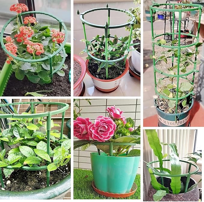 12Pcs Plant Support Plant Stake Half Round Plant Support Ring Garden Flower Support Plant Support Stakes for Tomato, Hydrangea, Indoor Plants (12PACK 5.9" Wide X5.9 high（14.5x15cm）)