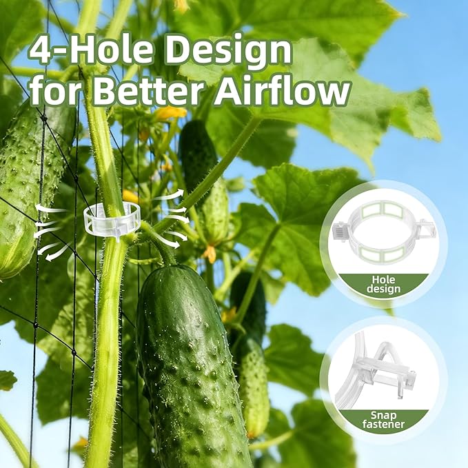 Cleangor 1000Pcs Tomato Clips, Plant Clips Plastic Trellis Clips Garden Plant Clips for Tomatoes, Cucumbers, Vines, Reusable Garden Clips to Make Plants Grow Upright, Indoor Outdoor Gardening Supplies