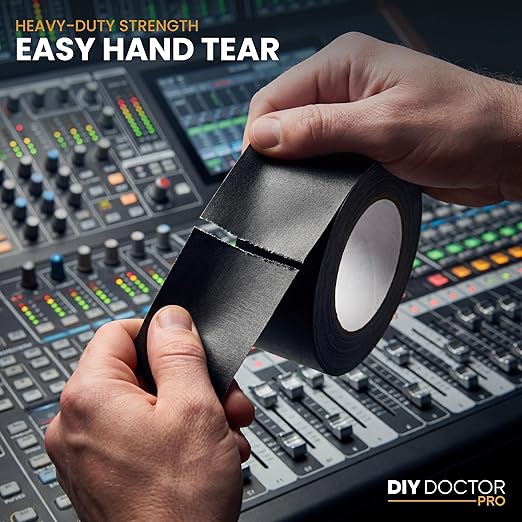 DIY Doctor Pro Professional Gaffer Tape ~2 Inch (48mm) Huge 30 Yards Black Matte Cloth Gaffers Tape for Stage, Floor & Cable Management – Strong Adhesive, No Residue, Non-Reflective - 6 Pack