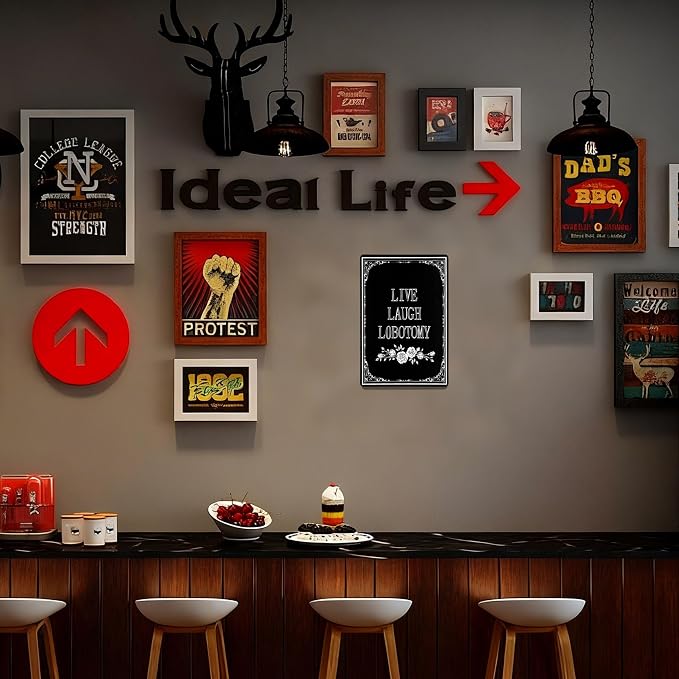 LIVE LAUGH LOBOTOMY Sign Decorative Signs Chic Gothic Metal Signs for Outdoor Yard Signs or Indoor Home Room Wall Decor (Color02)