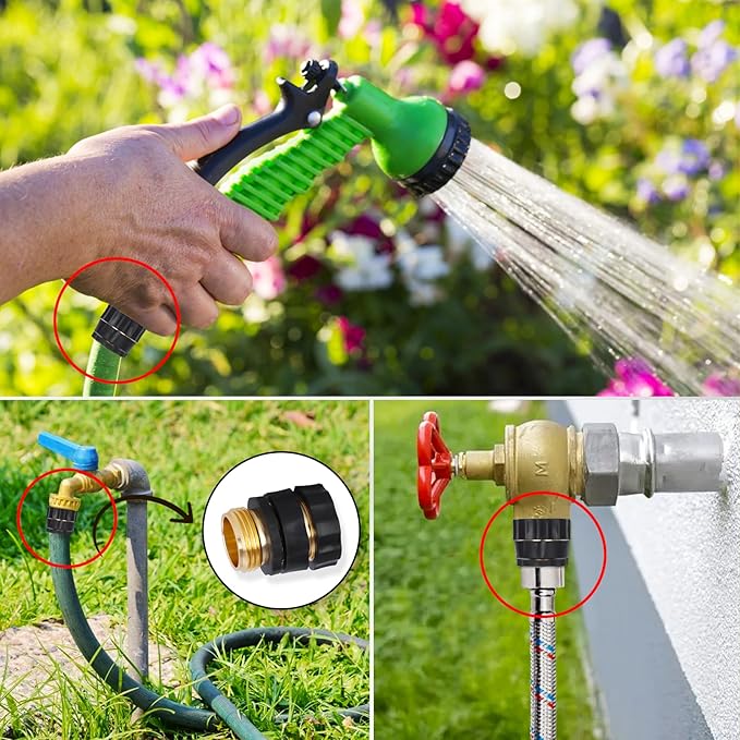 Dalmbox Garden Hose Quick Connector, 3/4" Male and Female Quick Release Garden Hose Connect Fittings With 6 Rubber Washers, 6 sets