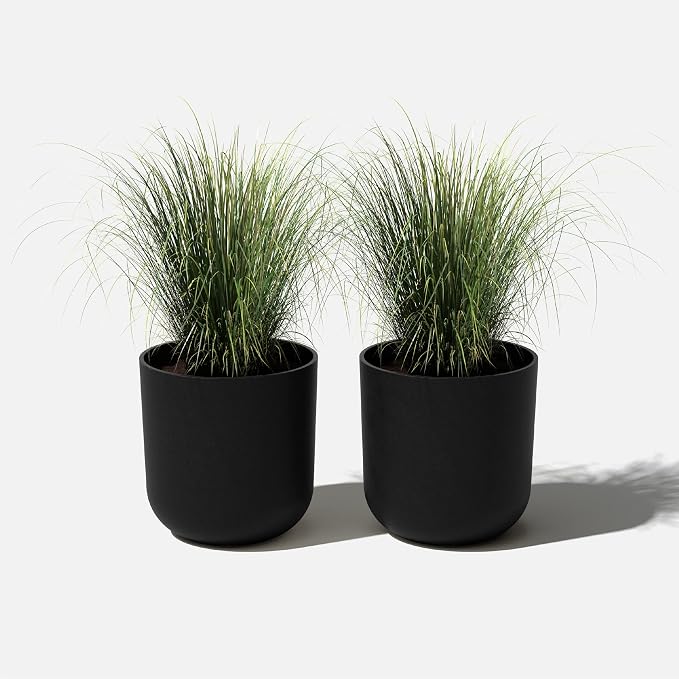 Veradek Mason Series Lima Planter - Round Planter for Indoor or Outdoor Porch/Garden | Made from Plastic-Stone Composite with Drainage Holes | Modern Décor for Succulents, Flowers, Small Plants