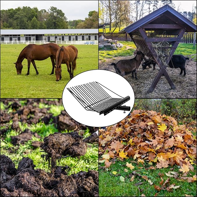 Cididu Pitch Manure Fork Head, Metal Pitch Fork for Garden, Durable Digging Fork Rake Head Replacement with Angled Tines, Stable Pitchforks Scoop for Mulch Horse Stall Picking up Hay Animal