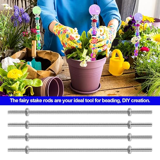 48 Pack 8/32 Inch Stainless Steel M4 Threaded Rod with Hex Nuts Include 16 Pcs M4 Threads Studs Rods and 32 Pcs Fully Threaded Hex Nuts for Hangers and Beaded Garden Stake(8 Inch)