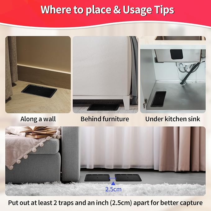 LULUCATCH Mouse Traps, 24 Pack Large Glue Traps Mouse Traps Indoor for Home, Pre-Baited Non-Toxic Bulk Glue Boards for Mice, Snakes, Rat, Lizard, Cockroach & Spiders, Pet Safe, Easy to Use