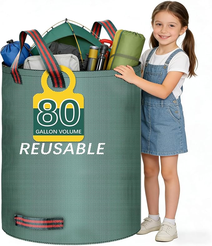 80 Gallon extra large leaf collector leaf bags lawn bags yard waste large capacity,reusable leaf bags Cleaning fallen leaves, weeds, or use for moving