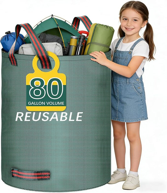 80 Gallon extra large leaf collector leaf bags lawn bags yard waste large capacity,reusable leaf bags Cleaning fallen leaves, weeds, or use for moving