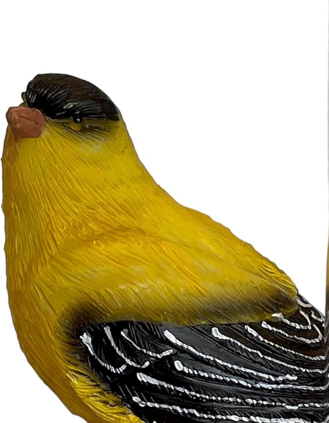 Gift Essentials Goldfinch Decorative Rain Gauge Outdoor - Resin Bird Figurine on Rock Base - Removable Tube Measures Up to 5 Inches of Rainfall - Garden Decor Gift