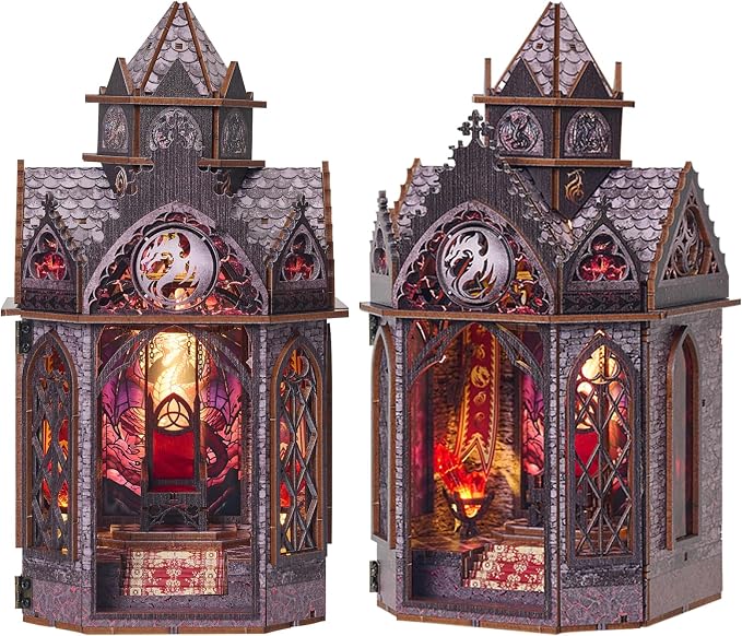 Roroom DIY Miniature Doll House with Furniture Dollhouse Kit for Adults and Teens,Booknook Tiny House Bookshelf Decor Mini 3D Wooden Puzzle, Gifts for Family, Friends (Spire of the Wyrm)