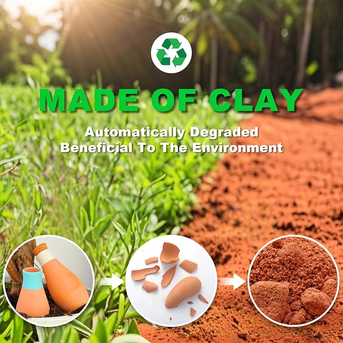 Olla Watering Pot Self Watering Planter Insert Terracotta Watering Spikes Premium Plant Watering Devices Irrigation Watering Spikes Automatic Plant Accessories 4 Packs (Bowling)