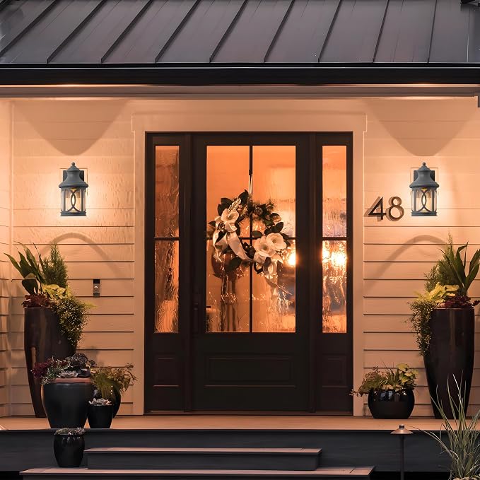 2-Pack Outdoor Wall Lights, Porch Lights, Waterproof Outdoor Wall Sconce, Exterior Light Fixture Grey Finish with Clear Glass Shade for Garage Patio Front Door Balcony, 12in.