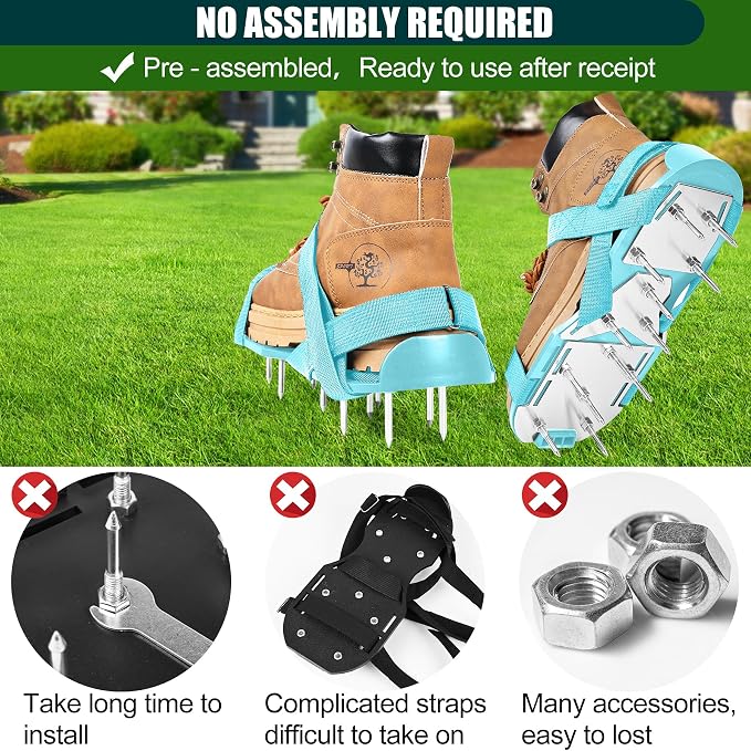 Miuwauer Lawn Aerator Shoes (Upgrade Version (Aluminum Alloy Sole), Blue-Blue)