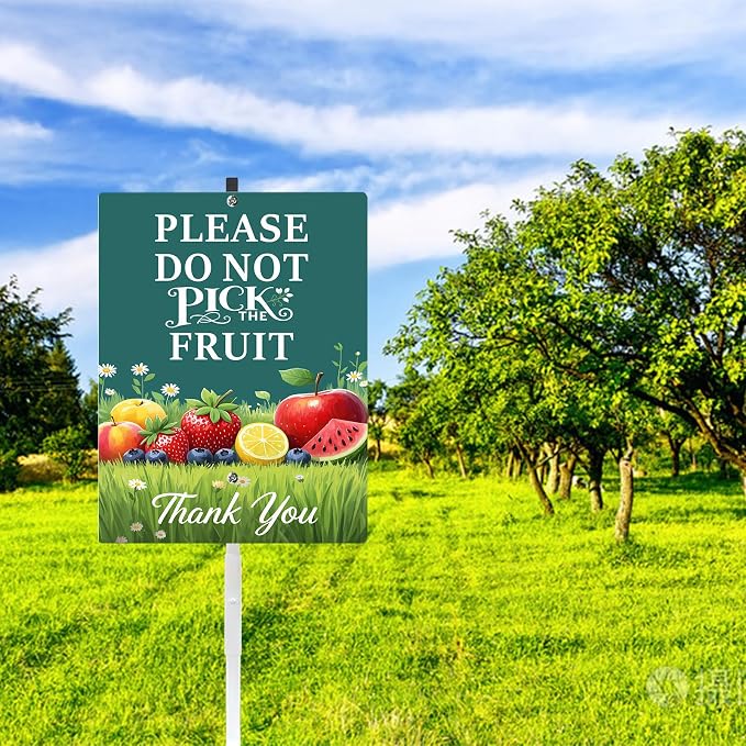 Private Property Please Don't Pick The Fruit Thank You Yard Sign With Stake Rustproof Reflective Aluminum Fruit Garden Signs Stand for Home Harvest Orchard Decoration Outdoor (8x12) IN