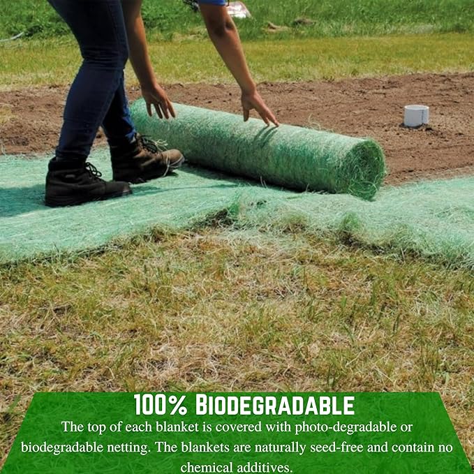 Farm Plastic Supply - American Excelsior QuickGrass Pro - Green Erosion Control Blanket Landscape Roll, Erosion Control Blanket (4' x 50')