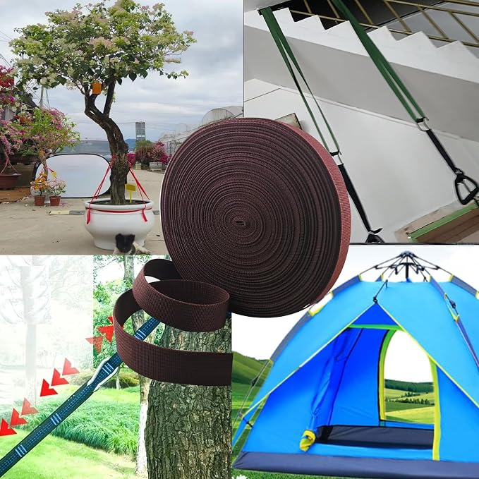 1 Roll 65.6 Feet Tree Tie for Plant Support Garden Strap 1 Inch Width Staking and Guying Material 1,800 Lbs Strength (Coffee)