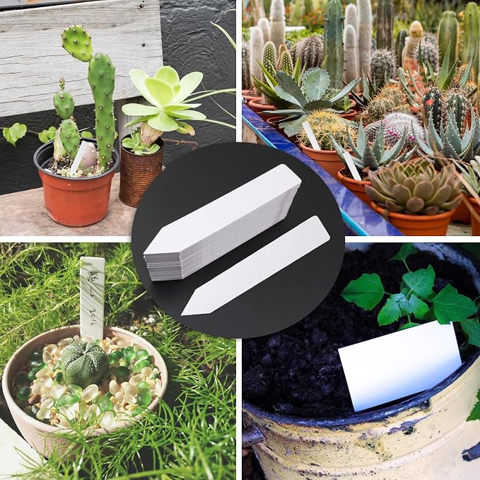 Quluxe 100 Pcs 6 Inch Seed Plant Tags Markers White Garden Labels for Seedlings Garden Plant Name Tags