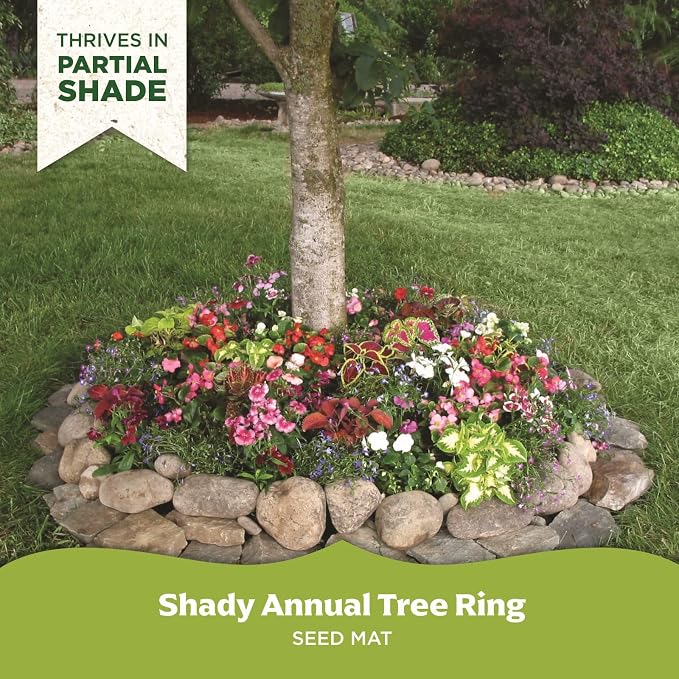 BloomingBulb Seed Mat - Easy to Plant and Grow Garden Seeds - Creates Fragrant, Vibrant Flower Garden – Customizable Flower Beds- Shady Annual Tree Ring-Flower Mat