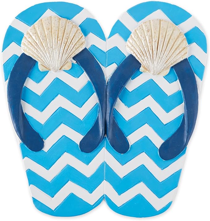 DII Cement Stepping Stone Collection Decorative Colorful, 9x9.5, Seashell Flip Flops