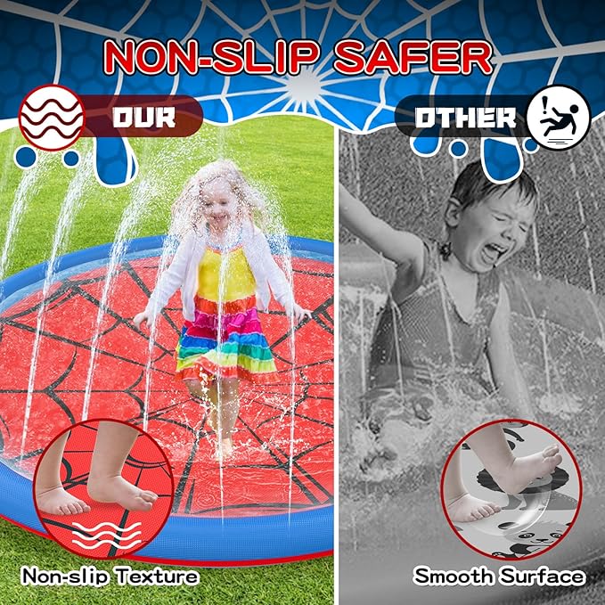 Non Slip Splash Pad for Kids and Dogs, 87'' Extra Large Splash Pad Outdoor Sprinkler for Kids, Dog Water Summer Toys Outdoor Toys for Toddlers 3-5 Ages 4-12