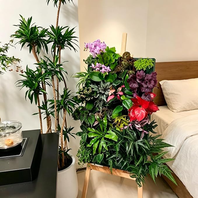 Vertical Wall Planter for Indoor Plants, Living Wall Planter System with 2 Stackable Pots, Wall Mounted Hanging Planter, Ventilation Design for Herbs, Succulents, Flowers (2Pots)
