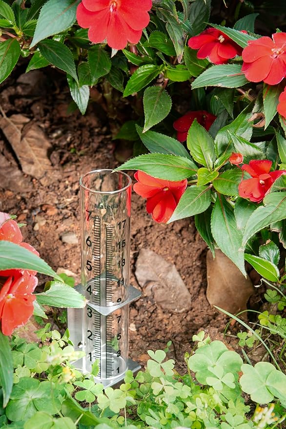 7" Capacity Rain Gauge with Stainless Steel Mounting Rack Holder, Post Mount Rain Gauge or Yard Garden Outdoor Home (Style C)