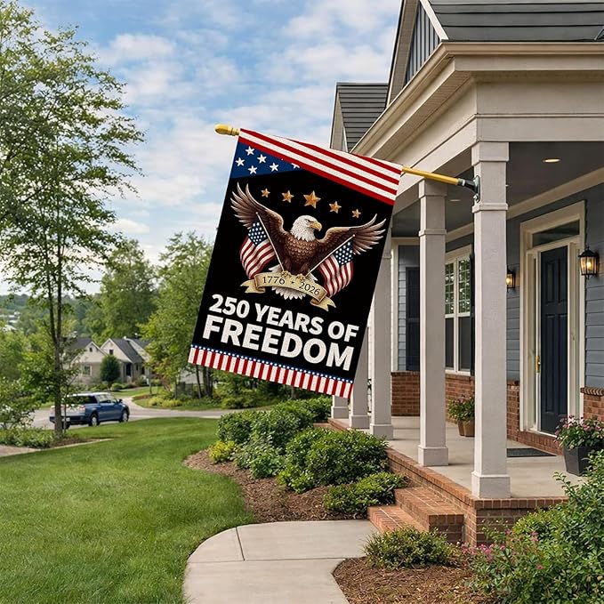 250 Anniversary usa Garden Flagfor Outside, USA 250 Years of Freedom Banner 4th of July Decorations Yard Sign Patriotic Double-Sided Waterproof House Flag 28x40 Inch 250 Year American Flag