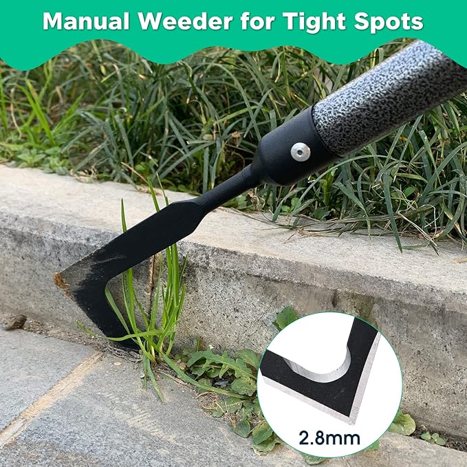 Crack Weeder for Crevice Weeds Weeding: 45” Long Handle, Heavy Duty Carbon Steel Weed Puller for Sidewalk Paver Deck Boards Weed Removal, Lightweight Gardening Tool