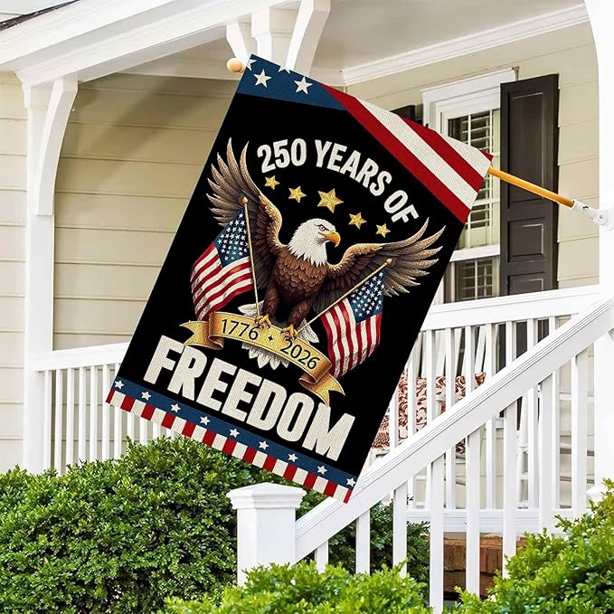 250 Years America Garden Flag,250th Anniversary USA Patriotic 4th of July House Flag Double-Sided Banner with Eagle Design, 1776-2026 Commemorative, 28 x 40 Inch