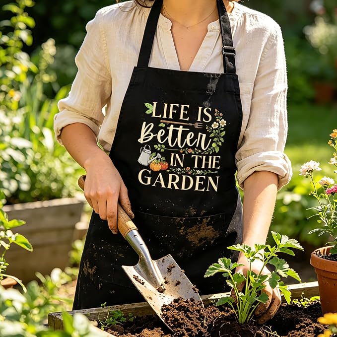 Funny Gardening Apron for Women with Pockets, Garden Gifts for Gardener Plant Lover Mom Grandma Birthday