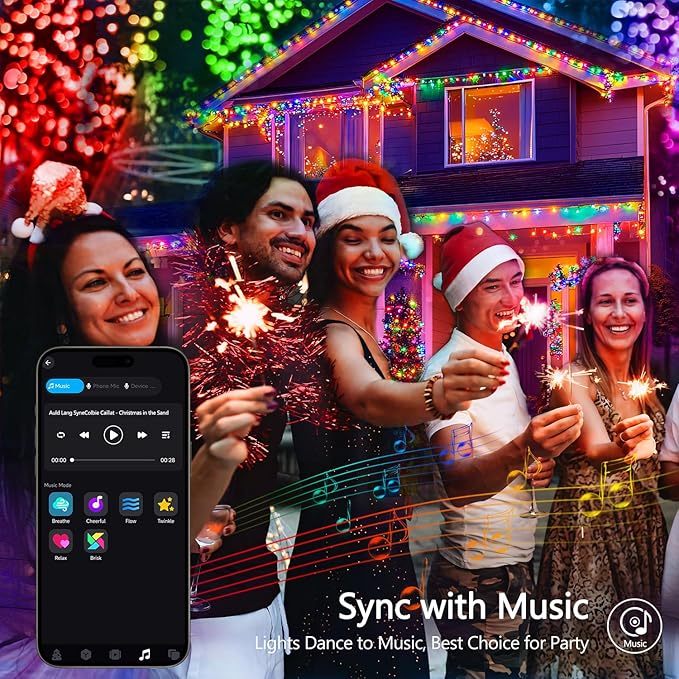 JMEXSUSS 100 LED Color Changing String Lights, 33ft Red White and Blue Lights with Remote & APP, Clear Wire Smart Twinkle Christmas Light Plug in for Daily Easter Independence Day Halloween Xmas