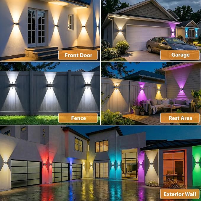 8PACK Solar Sconce Lights Outdoor,8 Lighting Modes Up and Down Solar Wall Lights Dusk to Dawn Lighting IP65 Waterproof Solar Lights Outdoor for House Exterior Front Porch Garage Fence Patio Yard