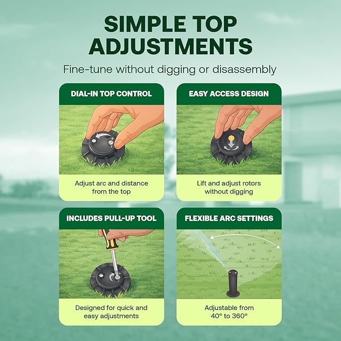 Rain Bird 5000 Rotor with Nozzle Tree 4 Pack (5000RCTREE) + Rotor Screwdriver Tool (CPRTOOL) - 3/4 inch Inlet for Water Efficient 4 inch Pop Up, Adjustable 40 - 360 Degree Arc & 25 - 50 ft Radius